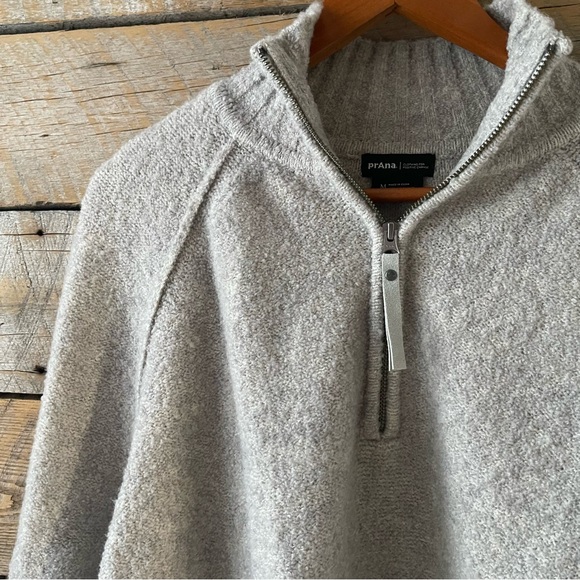 Prana Blazing Star Sweater Half-Zip Pullover Wool Sweatshirt Sz Med Heather Grey - Picture 2 of 16